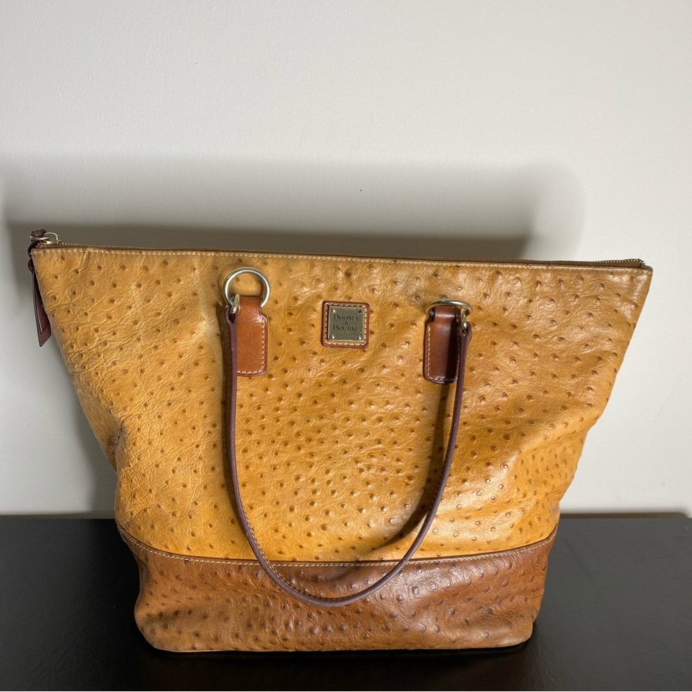 Dooney & Bourke Mustard Ostrich large Leather Tote - Picture 8 of 13